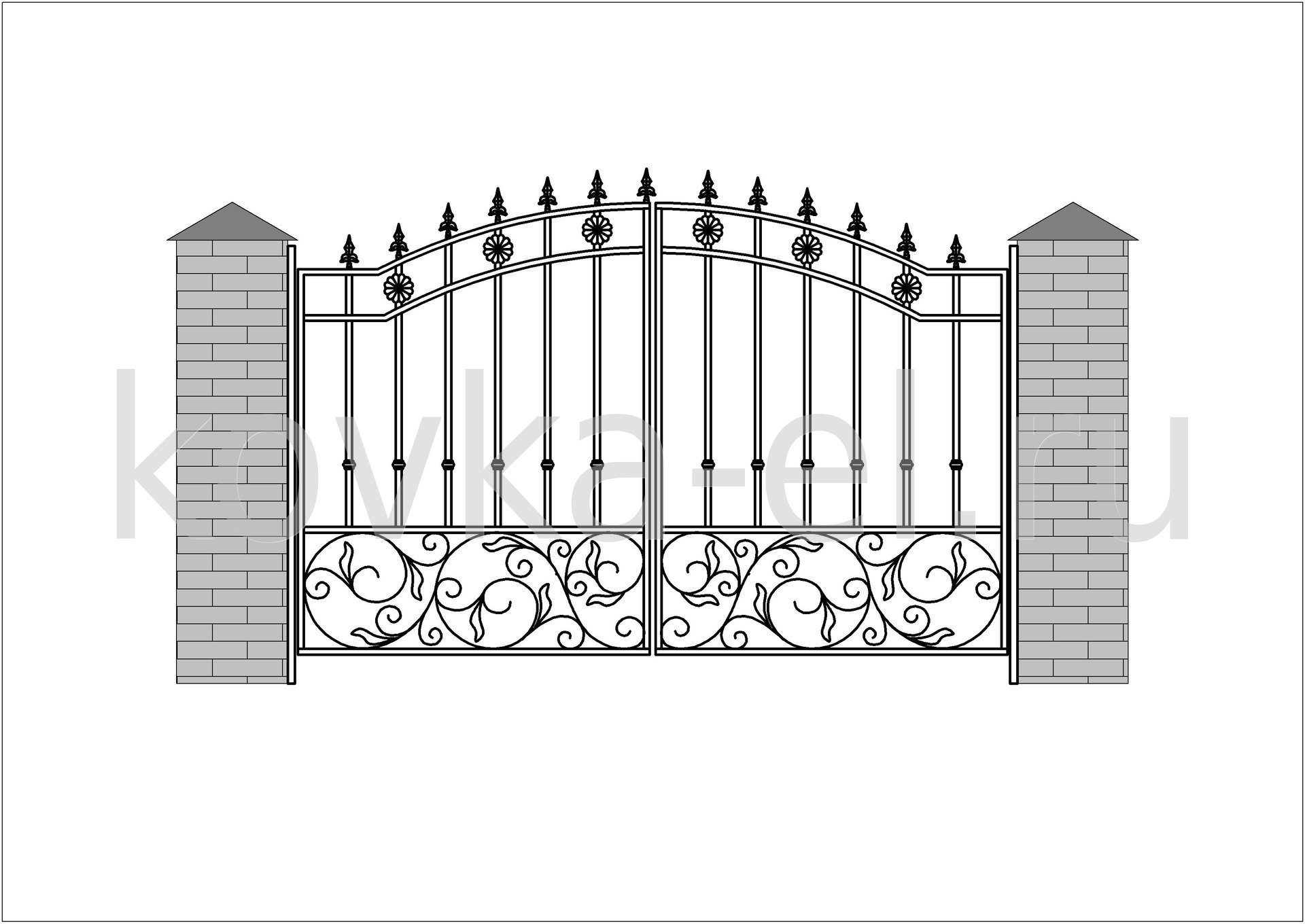 Ворота с элементами ковки эскизы