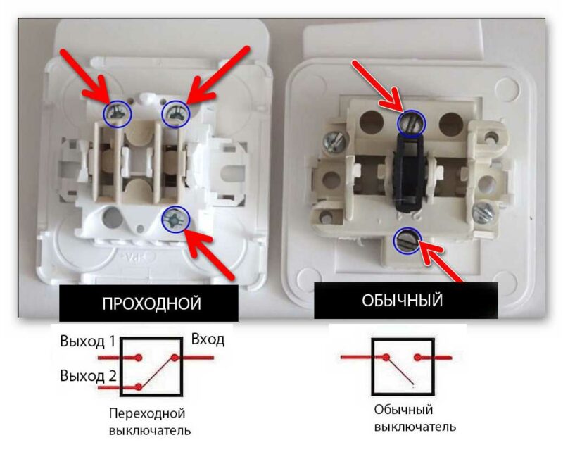 Правила и схема подключения выключателя света с одной клавишей