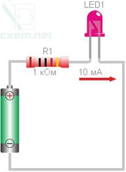 Схема подключения резистора к светодиоду на 12 вольт