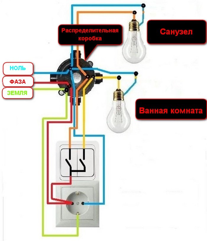 Как подключить выключатель без распределительной коробки. Трехклавишный выключатель подключение схема. Схема подключения лампочки от 2 выключателей. Как подключить выключатель лампочку и розетку схема подключения. Схема подключения тройного переключателя с розеткой.