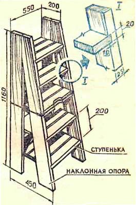 Чертеж деревянной стремянки