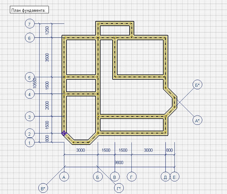 Фундамент дома чертеж