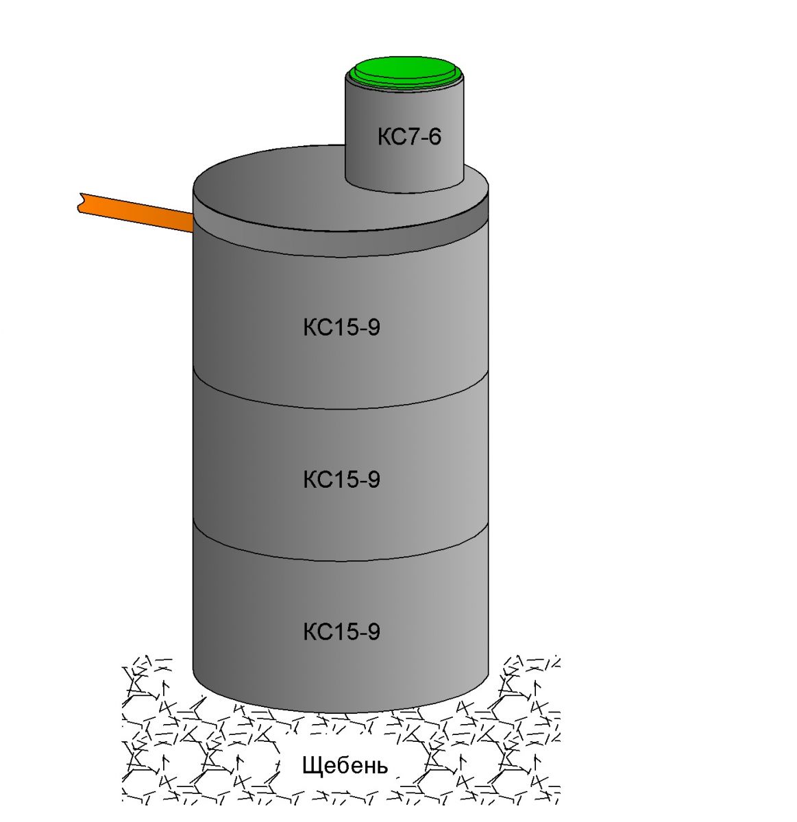Схема установки бетонных колец септика
