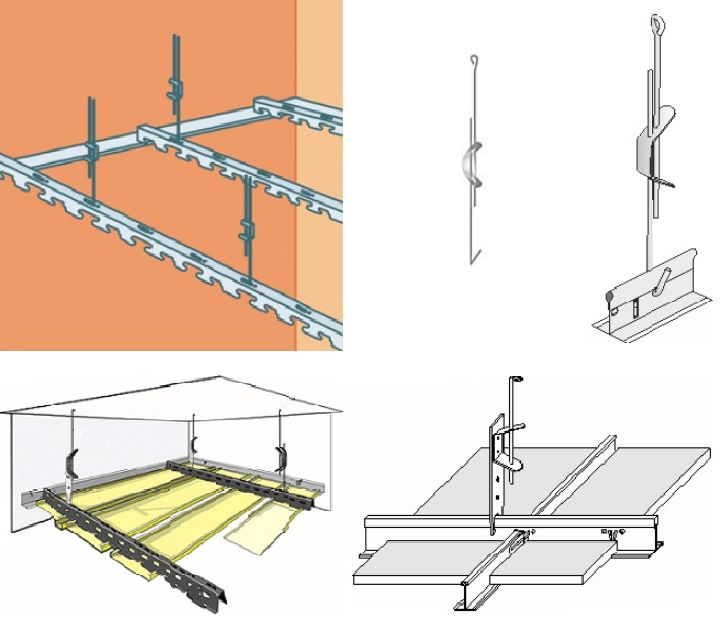 Системы крепления потолка. Направляющая для реечного потолка 3м. Крепеж для подвесов потолка Армстронг. Подвес с тягой для гипсокартона Кнауф. Подвес анкерный Кнауф.