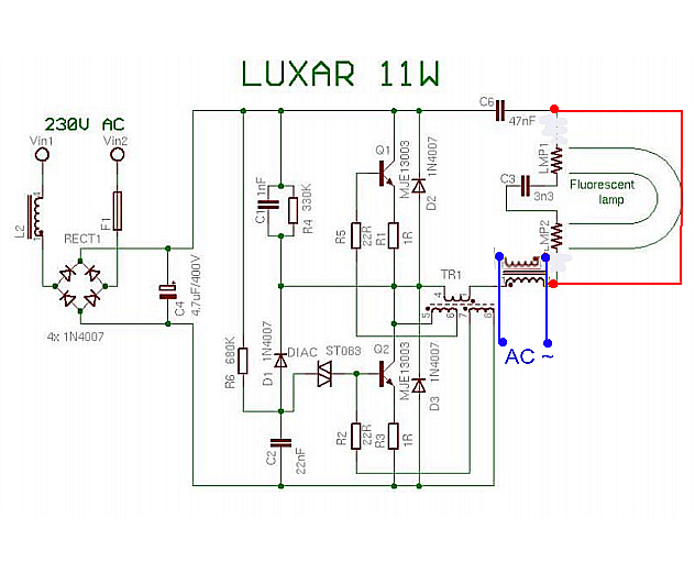 Схема энергосберегающей лампочки