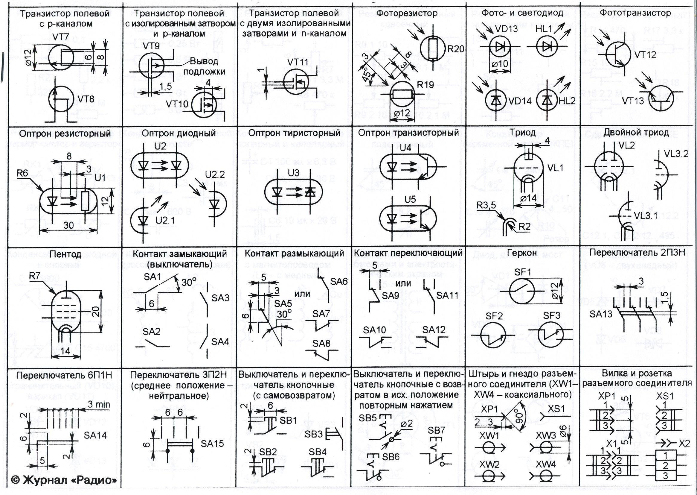 Обозначение радиоэлементов на схеме