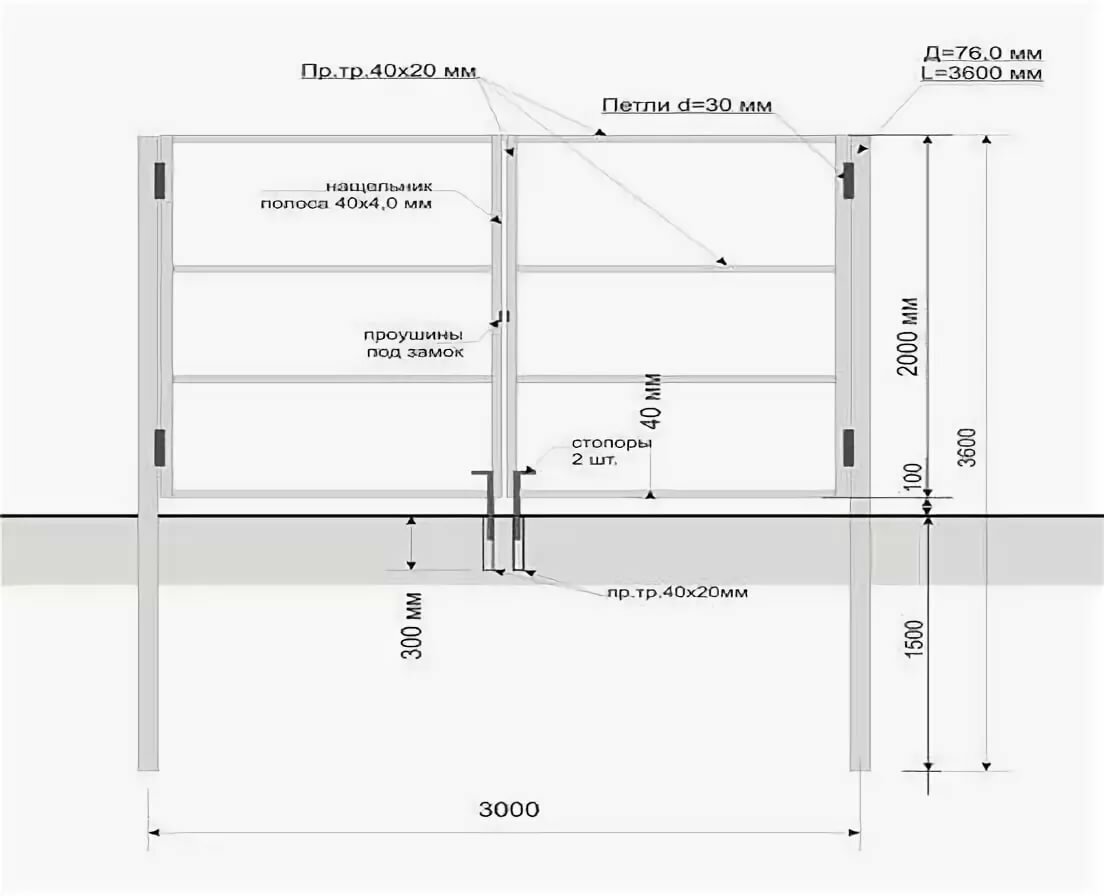 Каркас ворот из профильной трубы чертеж - 88 фото