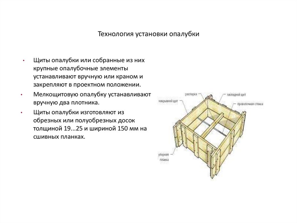 Схема устройства опалубки