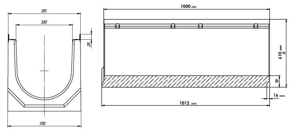 Ширина лотка. Бетонный лоток Стандартпарк dn300 е6001000х363х295. Лоток бетонный водоотводный BETOMAX dn300 h310-810. Лотки водоотводные л-300 чертеж. Лоток водоотводный Optima dn300.