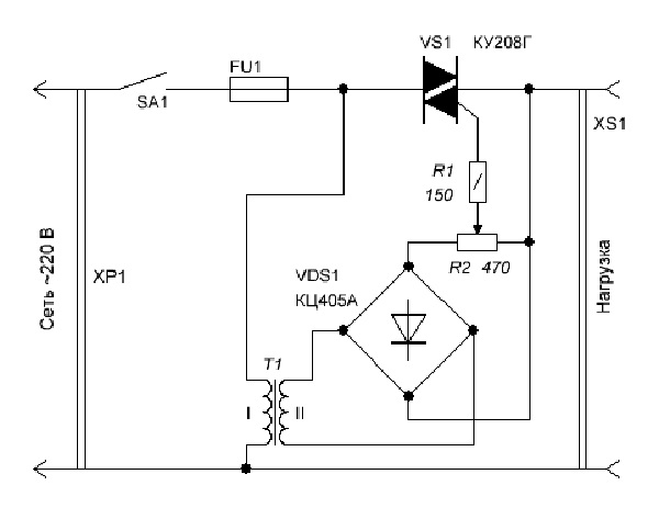 Схема тиристорного регулятора напряжения 220 вольт