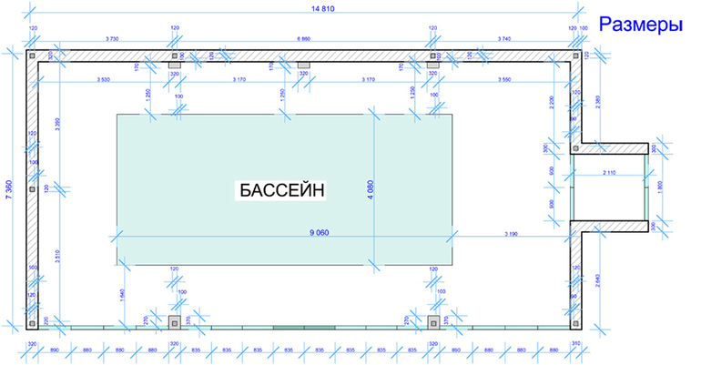 Чертеж бассейна проект бассейна