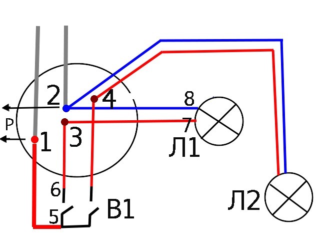 Как соединить провода в распределительной коробке на двойной выключатель от двух светильников схема