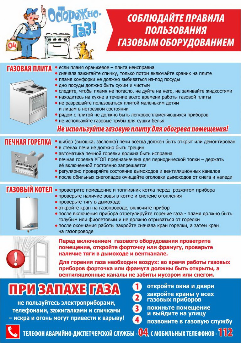 Основные правила безопасной эксплуатации газового оборудования