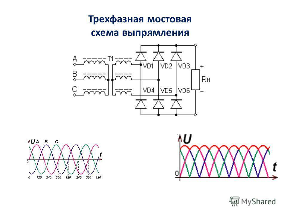 Трехфазный мостовой выпрямитель схема