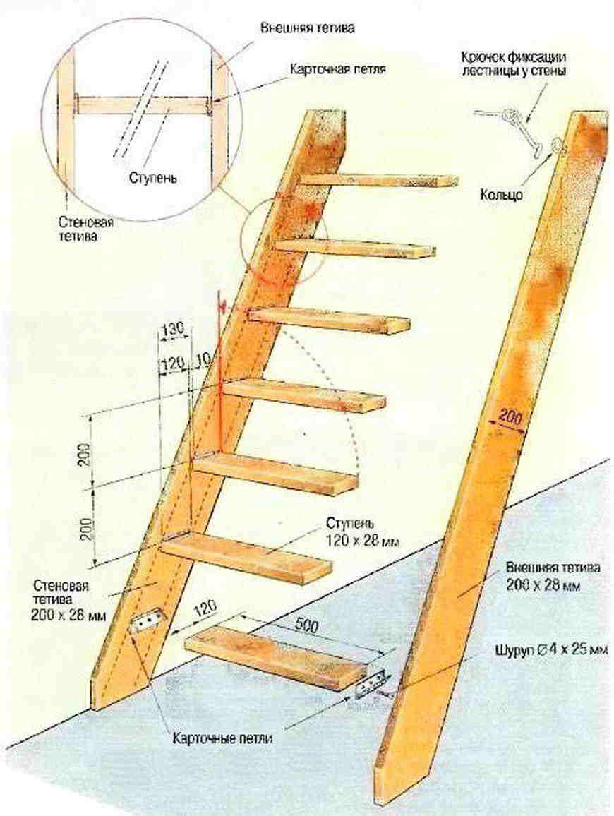 Лестница в подвал своими руками из дерева чертежи и фото