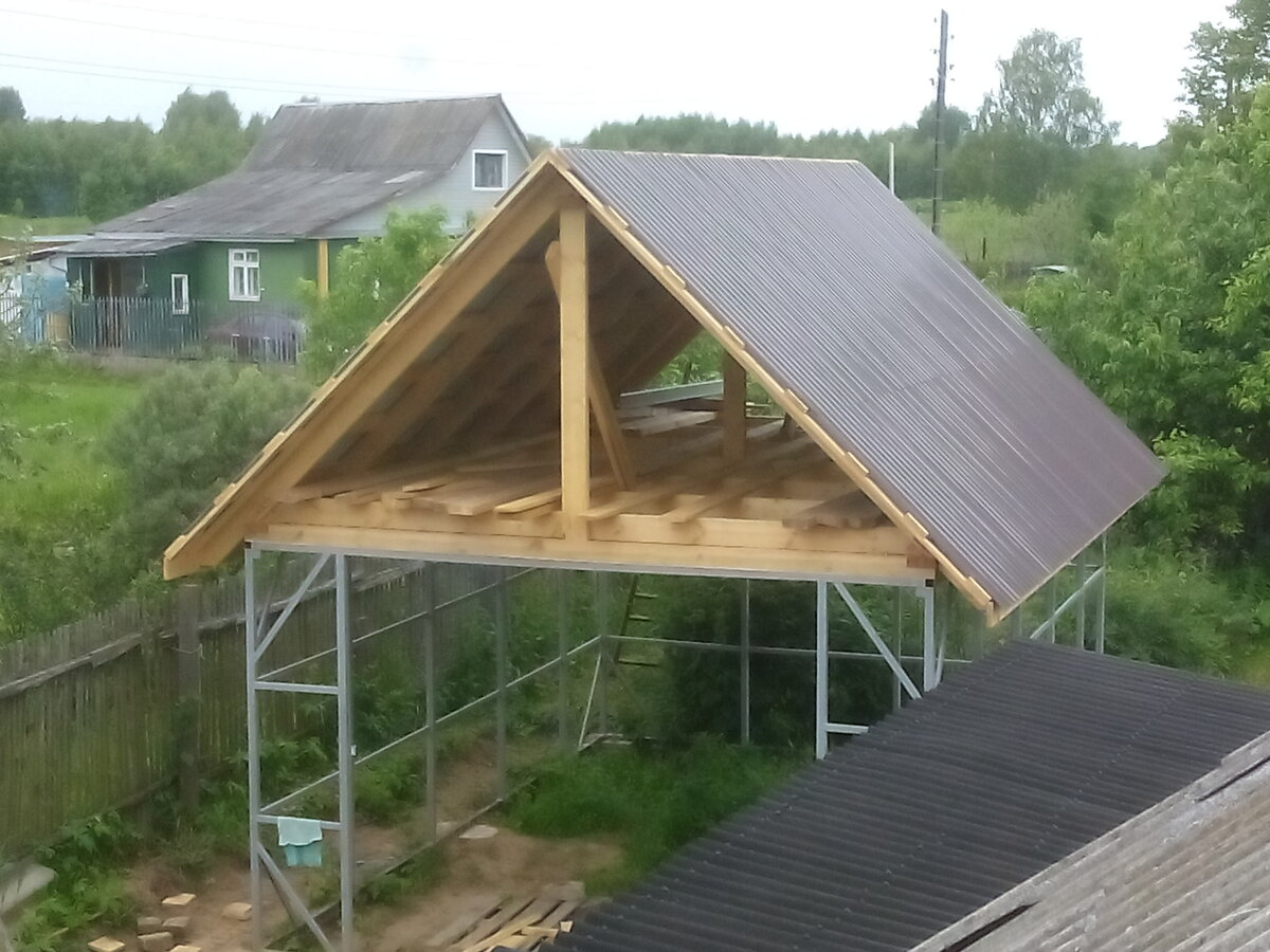 Самостоятельное строительство двухскатной крыши на гараж
