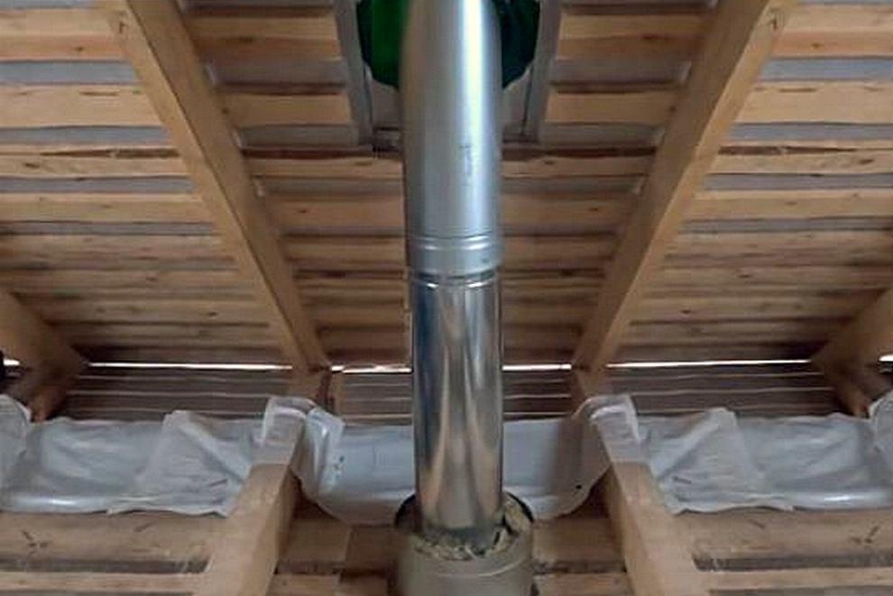 Как установить трубу в бане через потолок и крышу своими руками