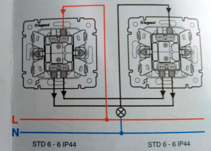 Legrand проходные выключатели как подключить Подключение одноклавишный проходной