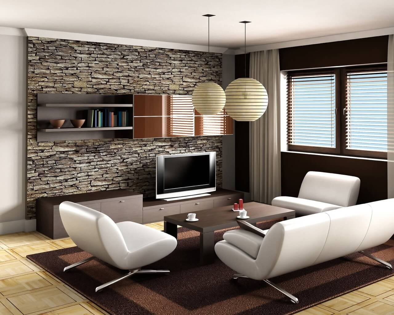 Идеи дизайна гостиной: зонирование, обои, мебель