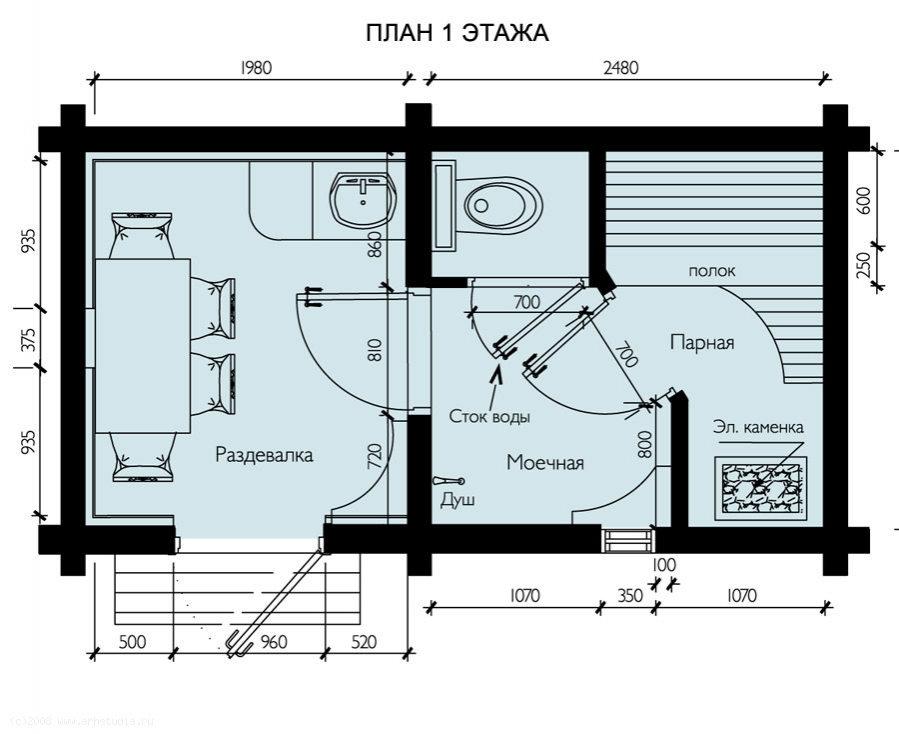 Сауна в доме проект планировки 2 на 2