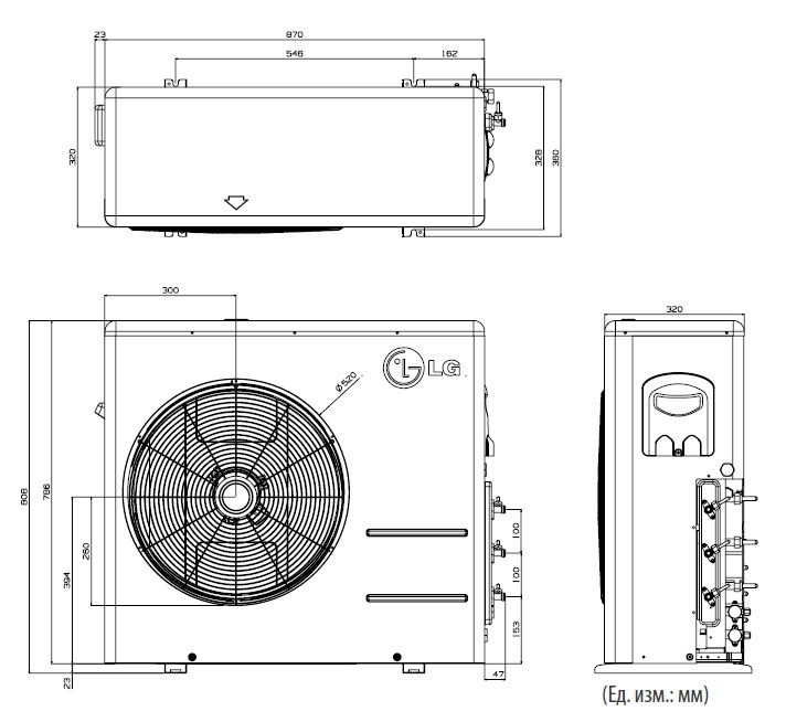 Типоразмеры кондиционеров. Сплит система 12 габариты наружного блока. Сплит система габариты внешнего блока. LG кондиционер 12 внешний блок ширина. Внешний блок кондиционера габариты.