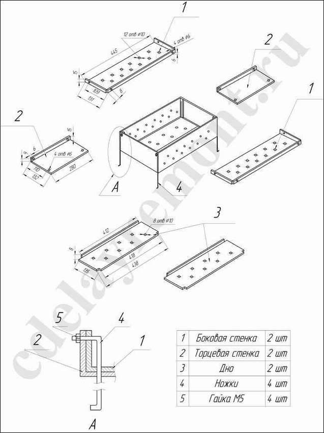Разборный мангал чертеж своими руками из металла чертежи и фото
