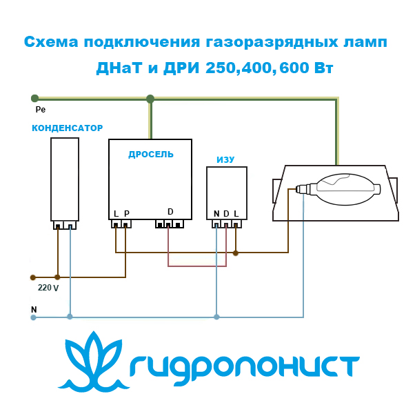 Схема включения лампочки