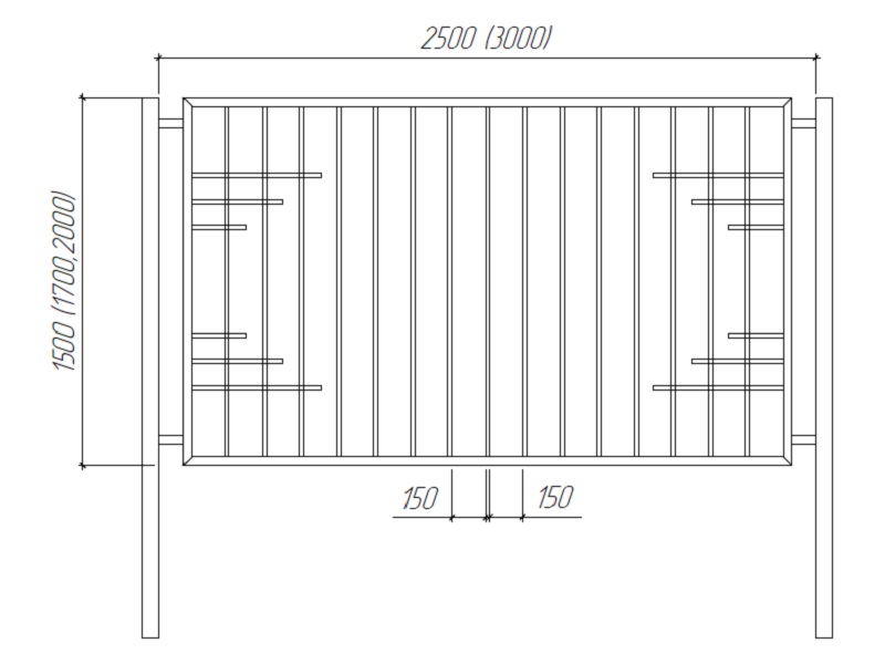 Размер ограждения. Ограждение профтруба чертежи. Забор из профильной трубы чертеж с размер секции 2 метра. Забор из профтрубы чертеж. Чертёж забора из профильной трубы 40х40х2.