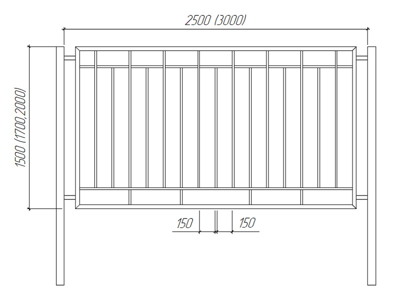 Металлический забор чертеж