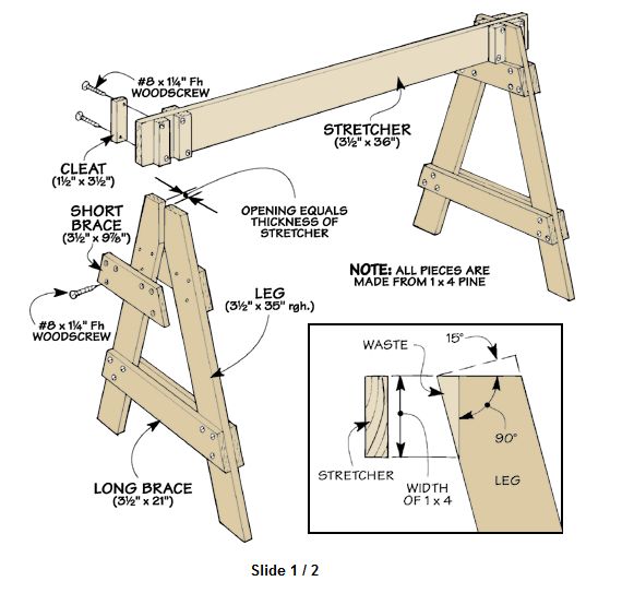 Складные столярные козлы чертежи