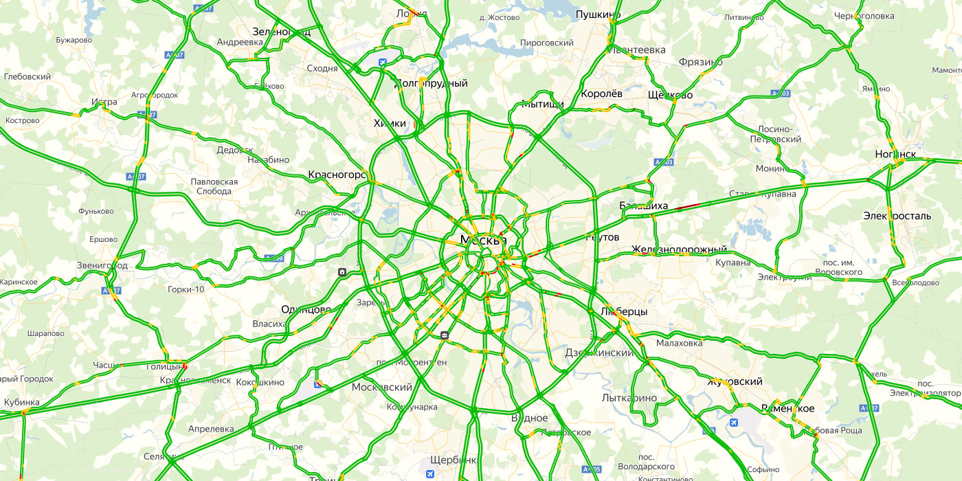 Карта дорог москвы с пробками онлайн в реальном времени
