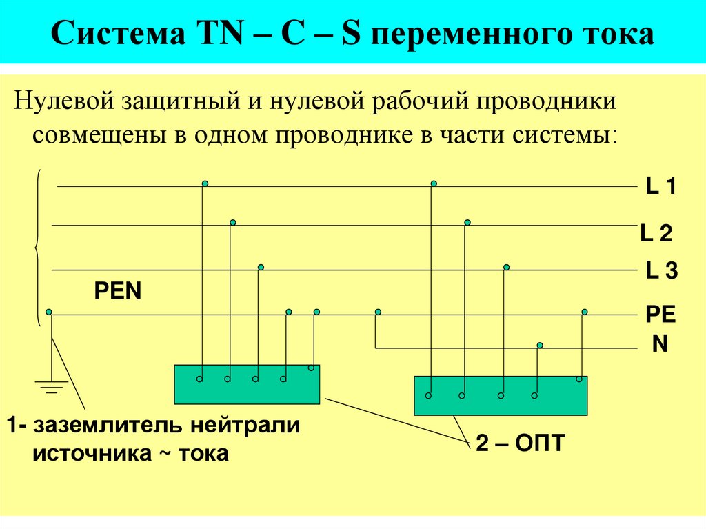 Нулевой рабочий проводник на электрической схеме должен иметь буквенное обозначение