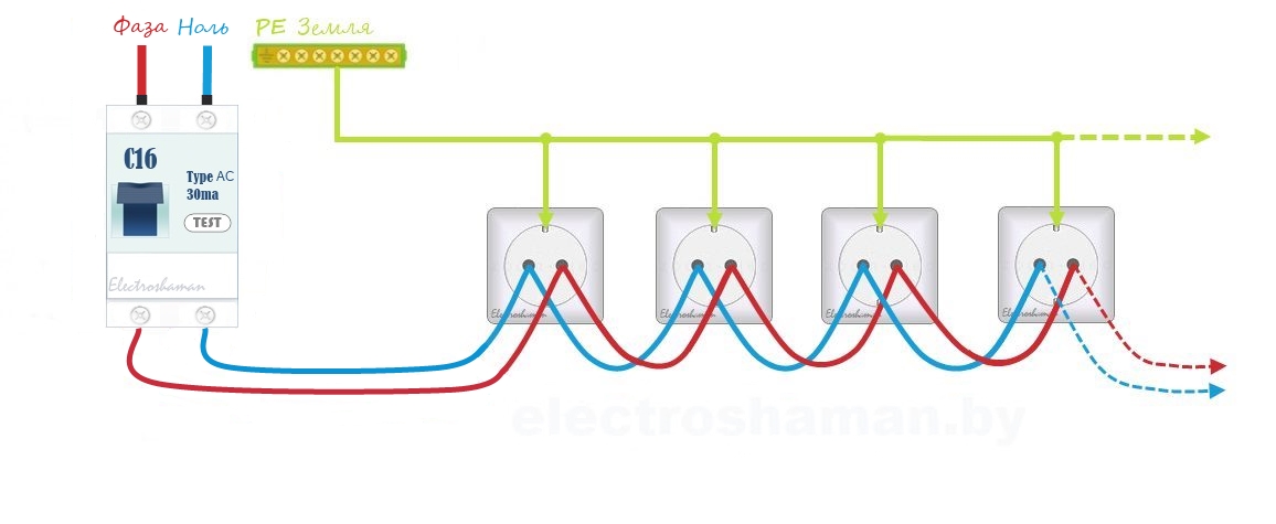Фаза земля. Розетка с параллельным подключением схема подключения. Параллельное соединение розеток схема. Схема последовательного подключения розеток. Параллельное подключение розеток схема.