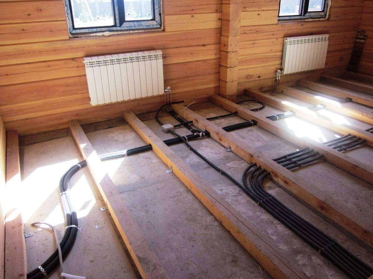 Водяное отопление деревянного дома своими руками с одним и двумя этажами