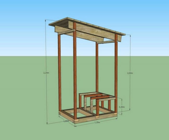 Чертеж дачного деревянного туалета