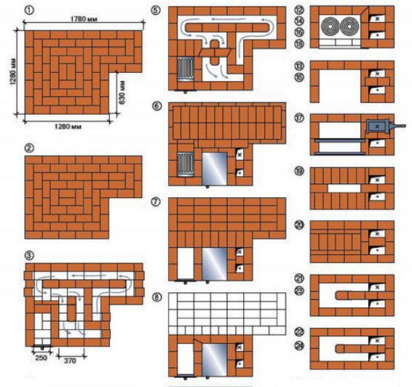 Печь с лежанкой схема