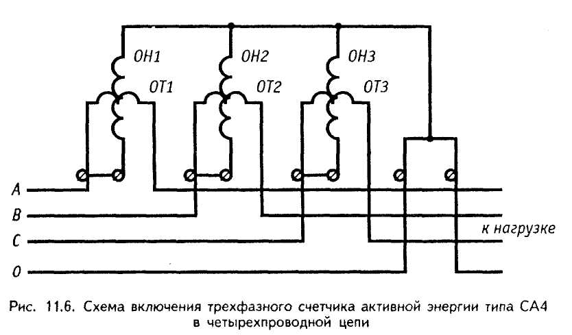 Схема включения однофазного счетчика электроэнергии