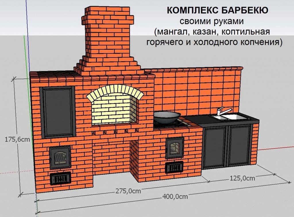 Схема печи барбекю