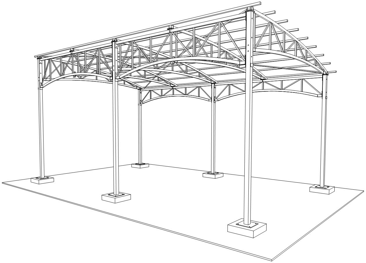Проект двухскатного навеса из металлических конструкций