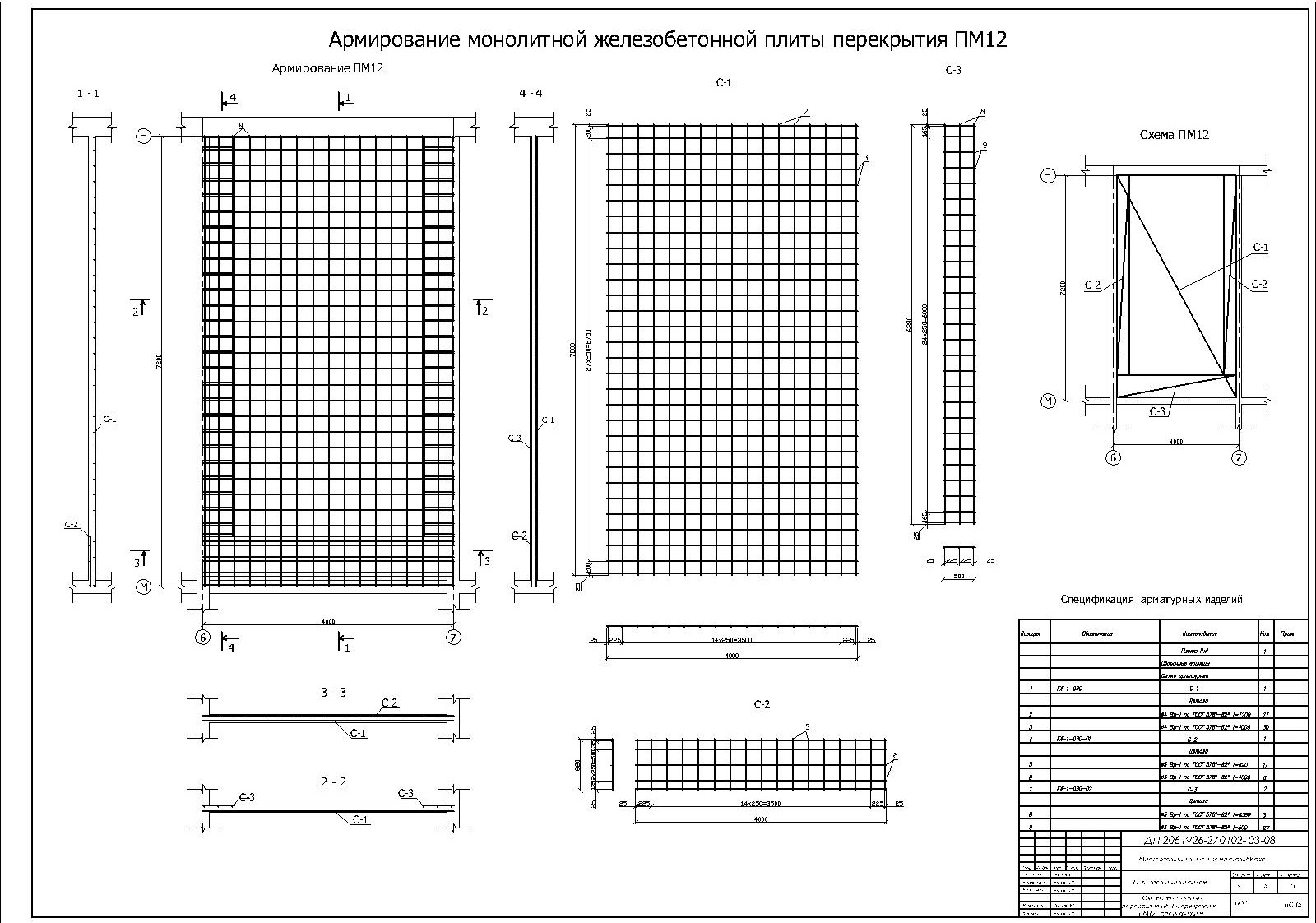 Раскладка арматуры чертеж