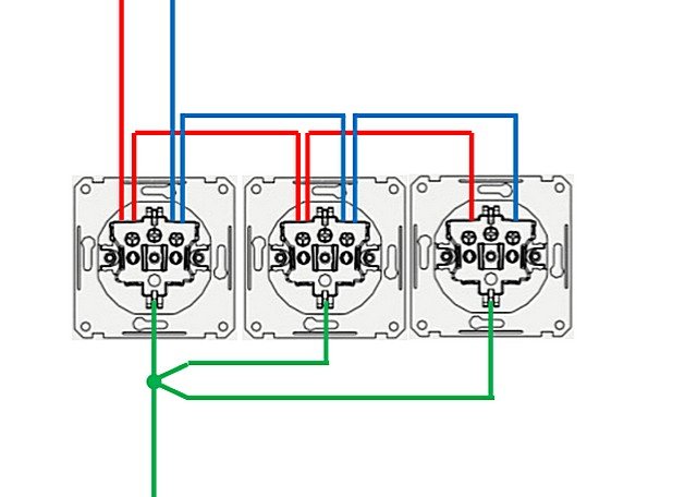 Как соединить несколько розеток от одного провода