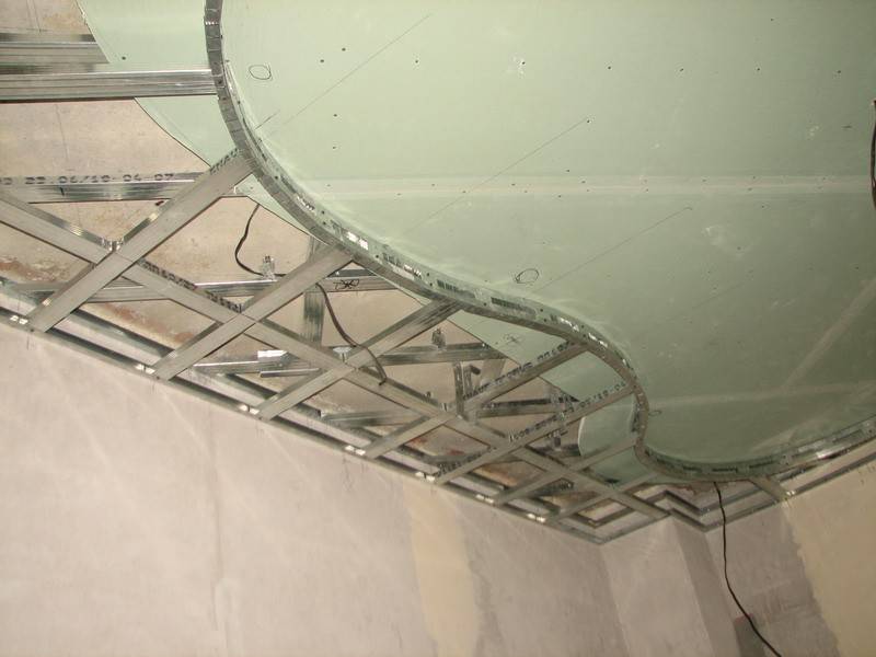 Монтаж двухуровневого потолка из гипсокартона