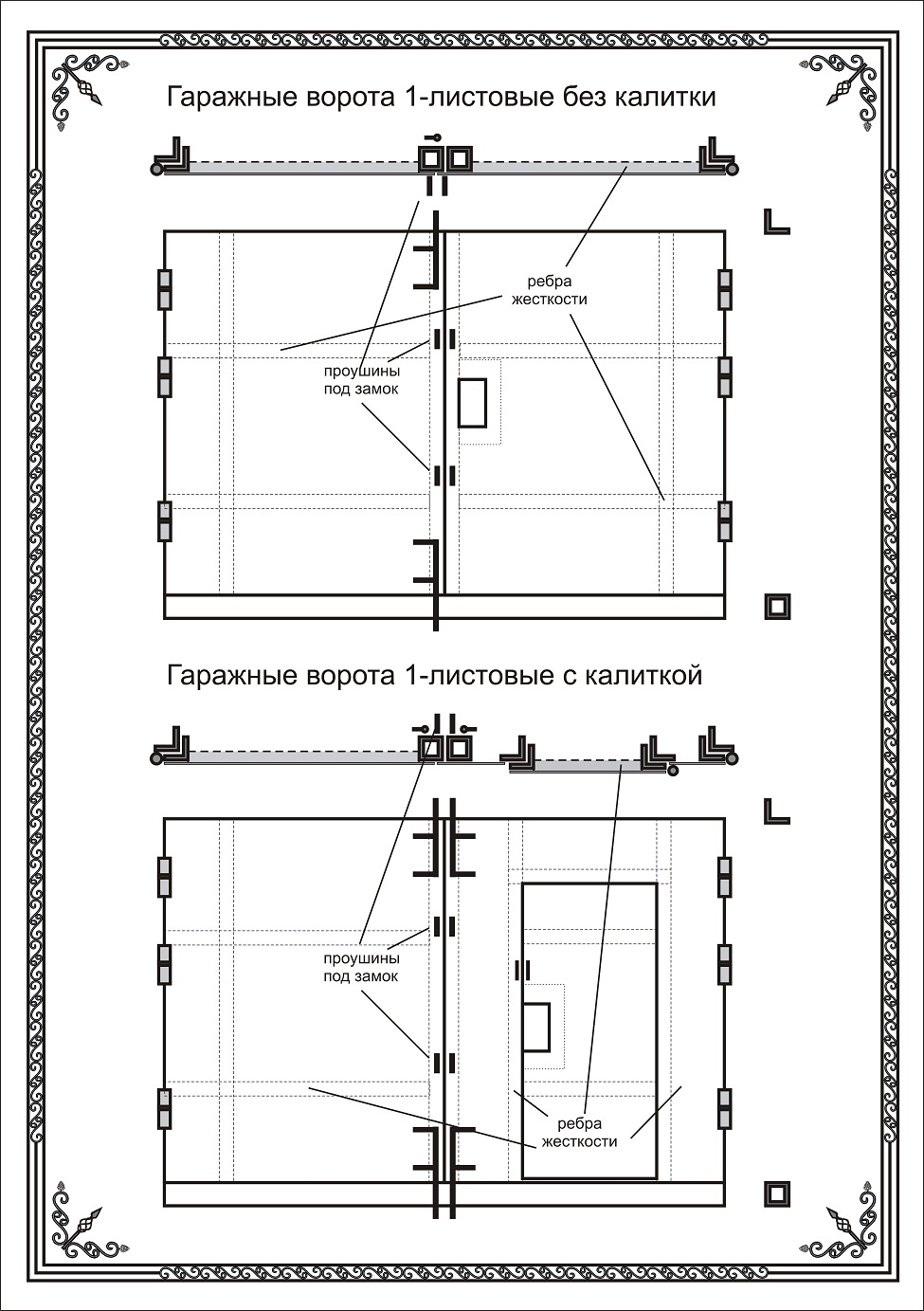 Чертеж металлических гаражных ворот