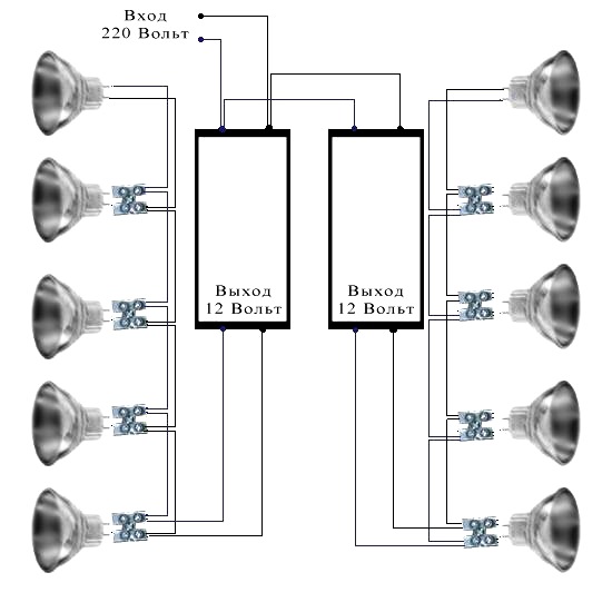 Выход вольты. Схема подключения встраиваемых светильников 220в. Схема подключения точечных светильников 220в. Схема подключения встраиваемых светильников 220в светодиодные. Схема подключения потолочных точечных светильников 220в.