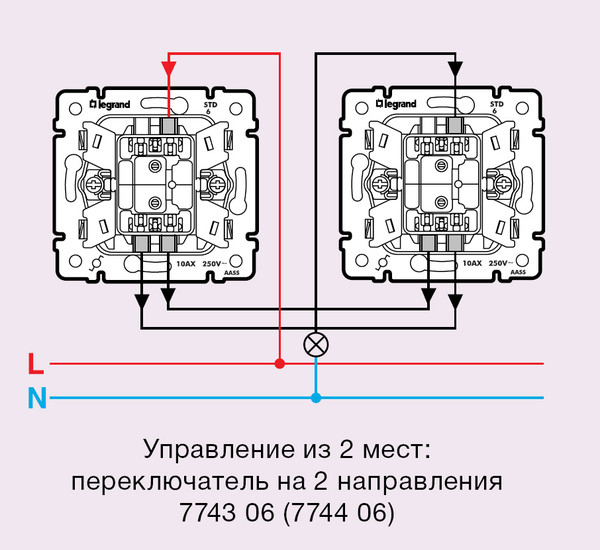 Перекрестный выключатель схема легран валена