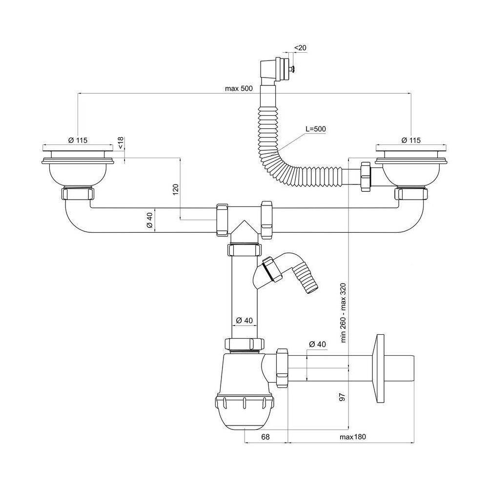 Схема сборки кухонного сифона