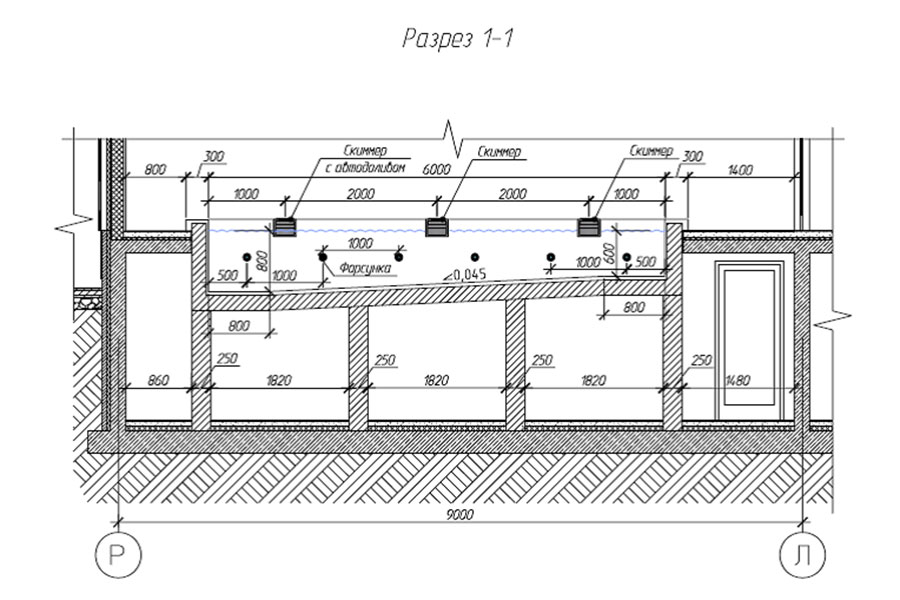 План помещения бассейна