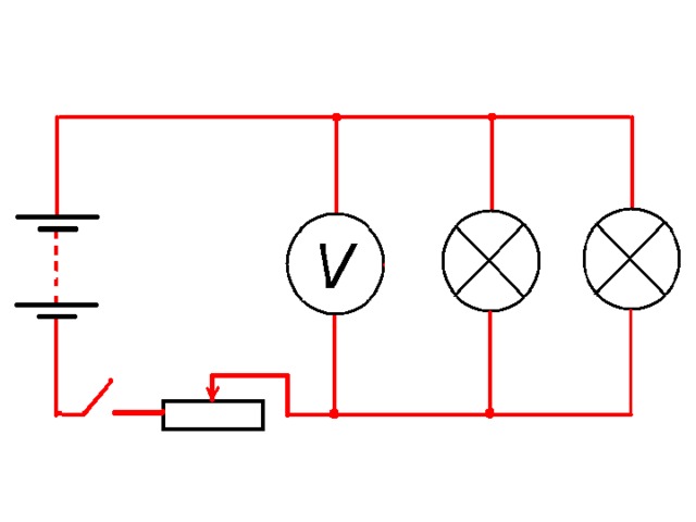 Схема последовательного соединения лампочек