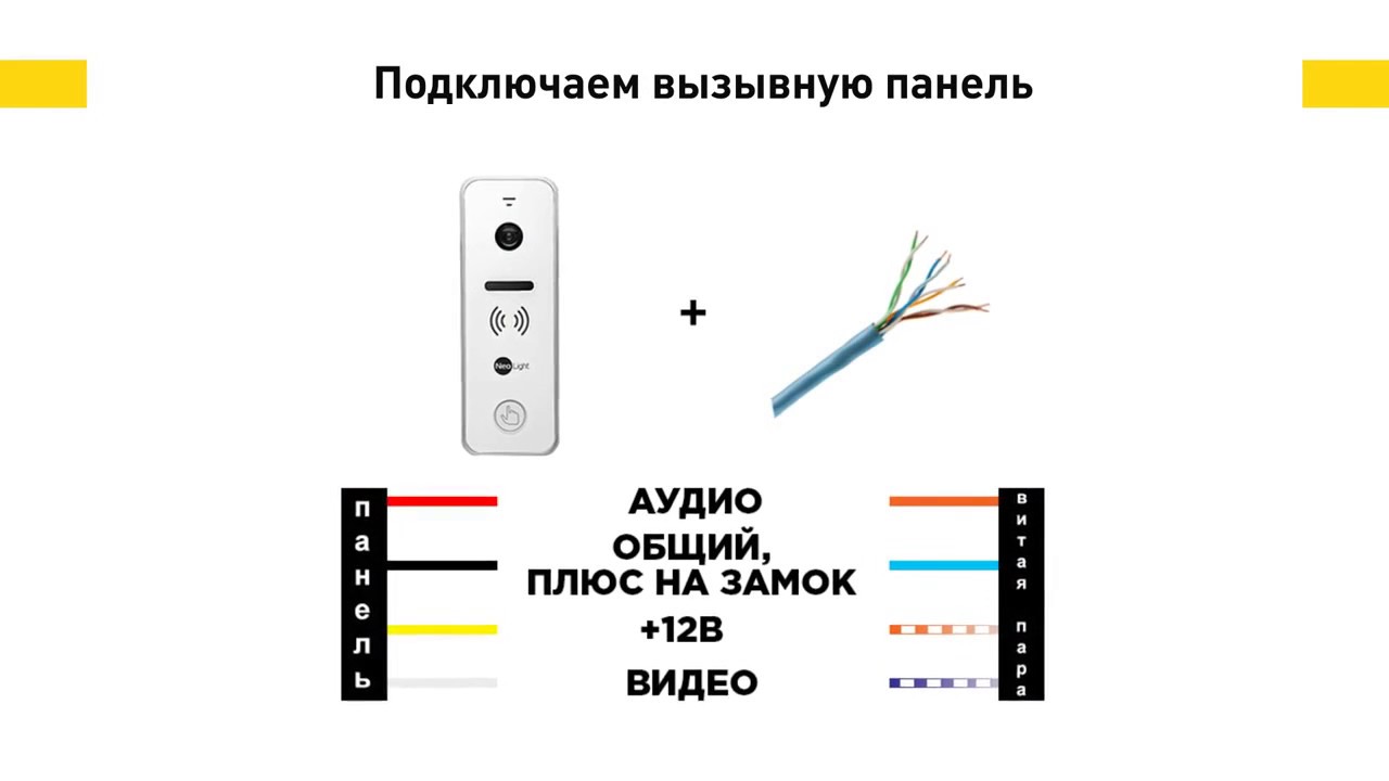 Как подключить ежедневный. Схема подключения видеодомофона к кабелю витая пара. Витая пара и домофон схема подключения. Кабель для трубки домофона 2 жилы. Подключение трубки домофона 4 жилы.