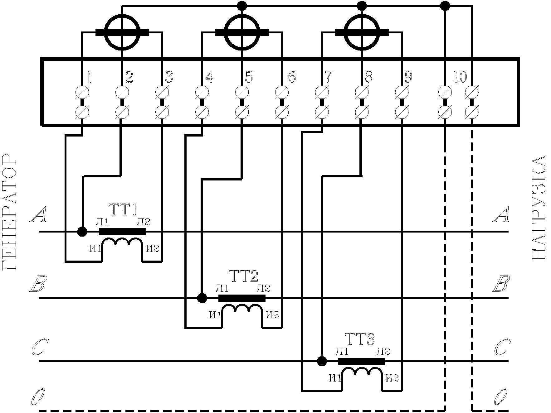 Схема трансформатора тока счетчик